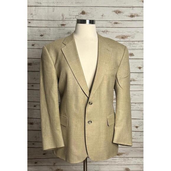 Brooks Brothers tan wool/silk/linen single-breasted sportscoat/blazer Size 46R - Picture 1 of 11